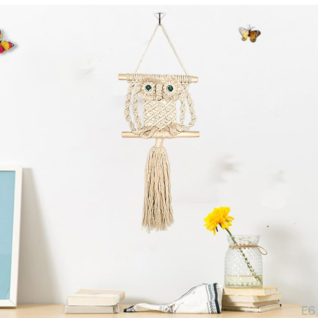 Moon Woven Owl Tapestry Pendant Wall Hanging Decoration Handmade Art Wedding Party Ornament