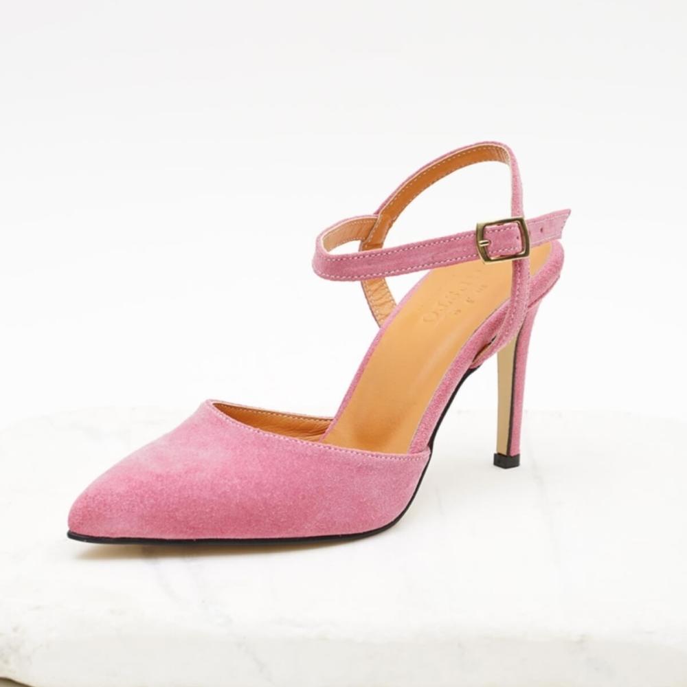 Women's Fashion Genuine Suede Pink Women's Heeled Shoes