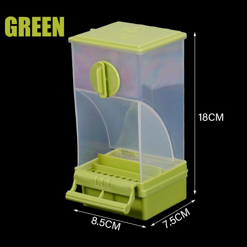 

Automatic Hanging Pet Bird Feeder Food Container Splash Prevention for Parrots Starlings Tiger Skin Peony Design зелений