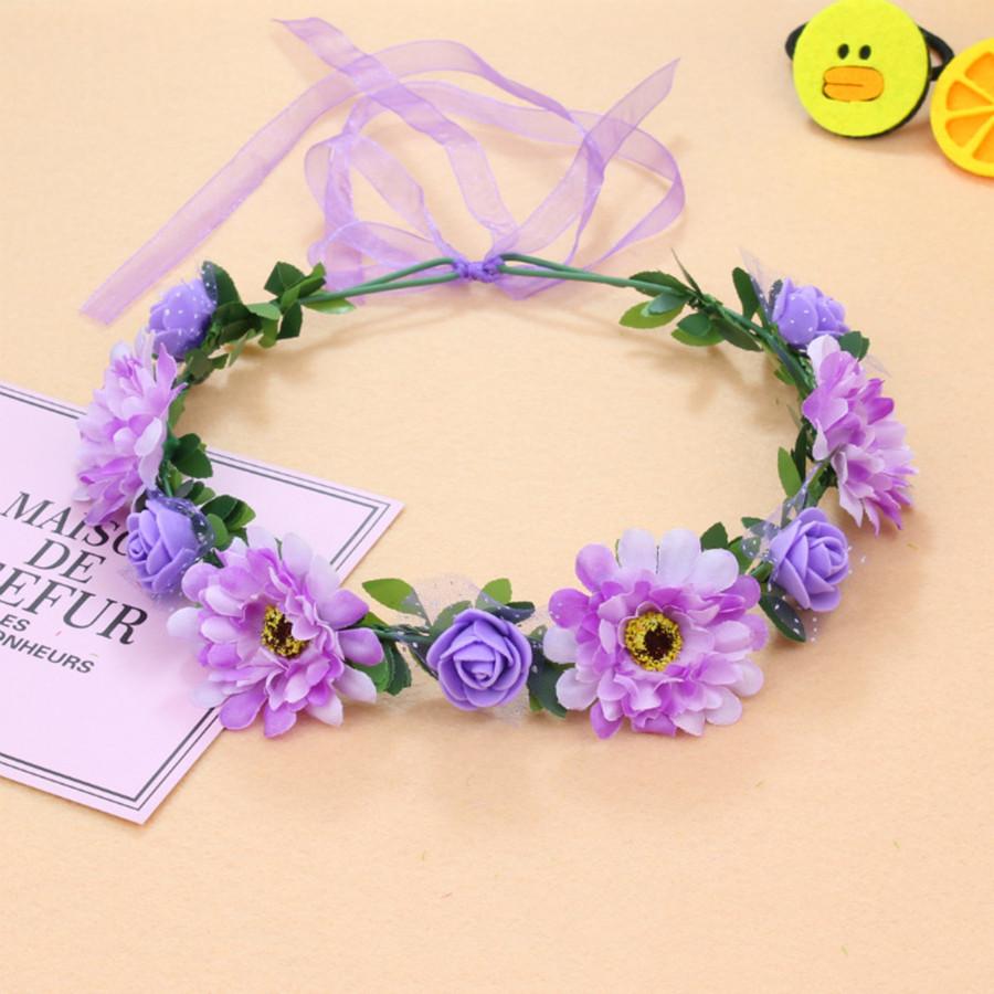Pink Flowers Crown Festival Headpiece Women Hair Accessories Headdress Girl Baby Crown Floral Garland Wedding Floral Headwear