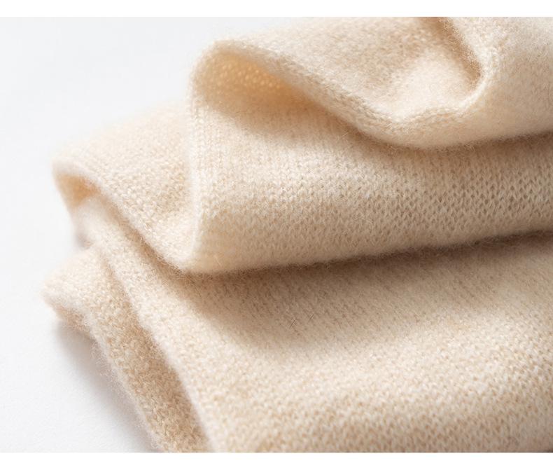 Women's 100% Cashmere Color Block Knit Scarf – Warm, Fashionable, Versatile Neck Gaiter for Autumn and Winter