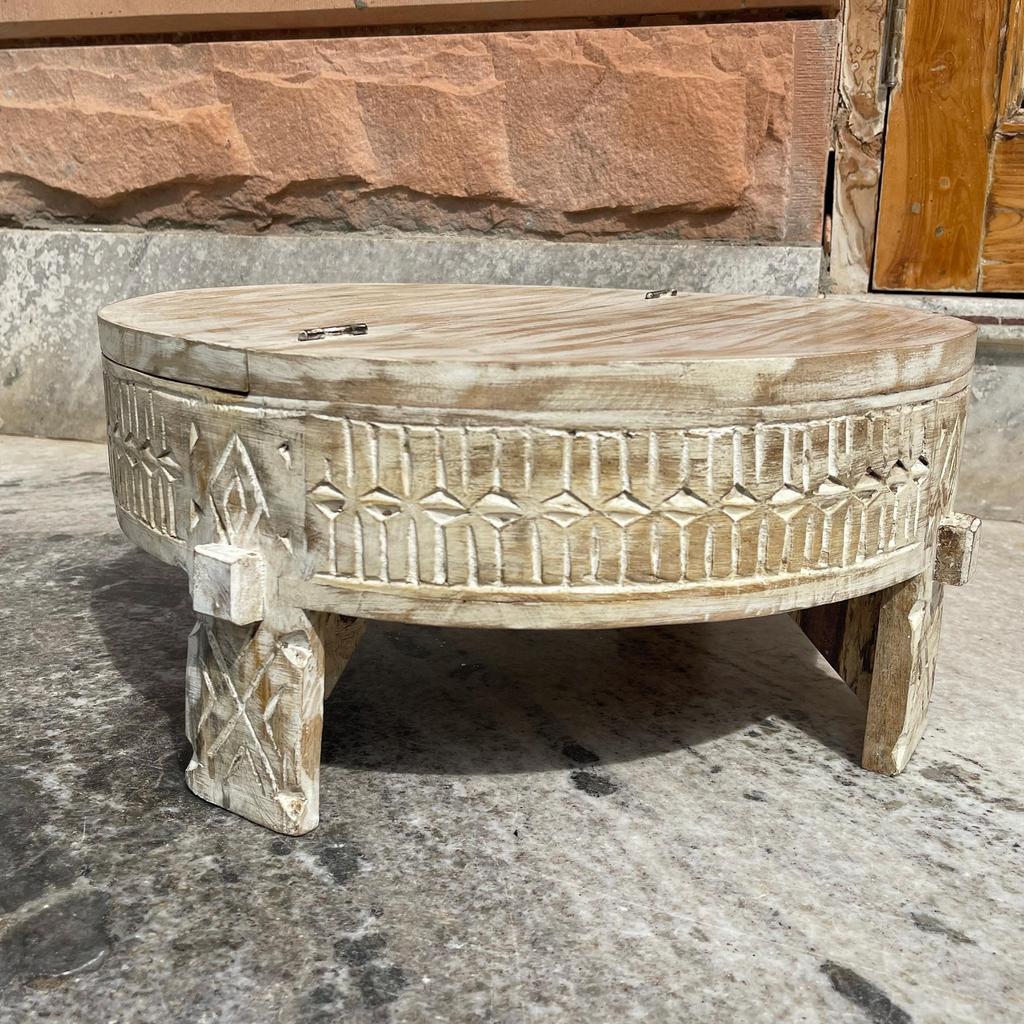 Tavolino da caffè intagliato in legno indiano, Tavolino da tè | Tavolino da comodino Arredamento per la casa Mobili-Rotondo, Tavolo d'accento, Mobili tradizionali indiani