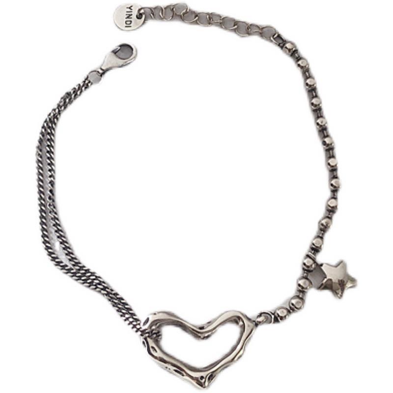 Korean Geometric Heart Bracelet: Retro Fashion for Women