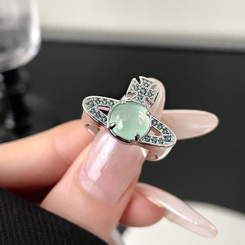 Star Set Diamond Zir*****Pen Ring Texture Irregular Lava Fashion Personality Retro Niche Design High Sense