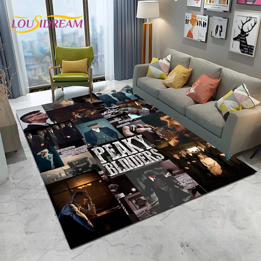 HD Tommy Shelby 3D P-Peaky Blinders Carpet Rug for Home Living Room Bedroom Sofa Doormat Decor,kids Area Rug Non-slip Floor Mat
