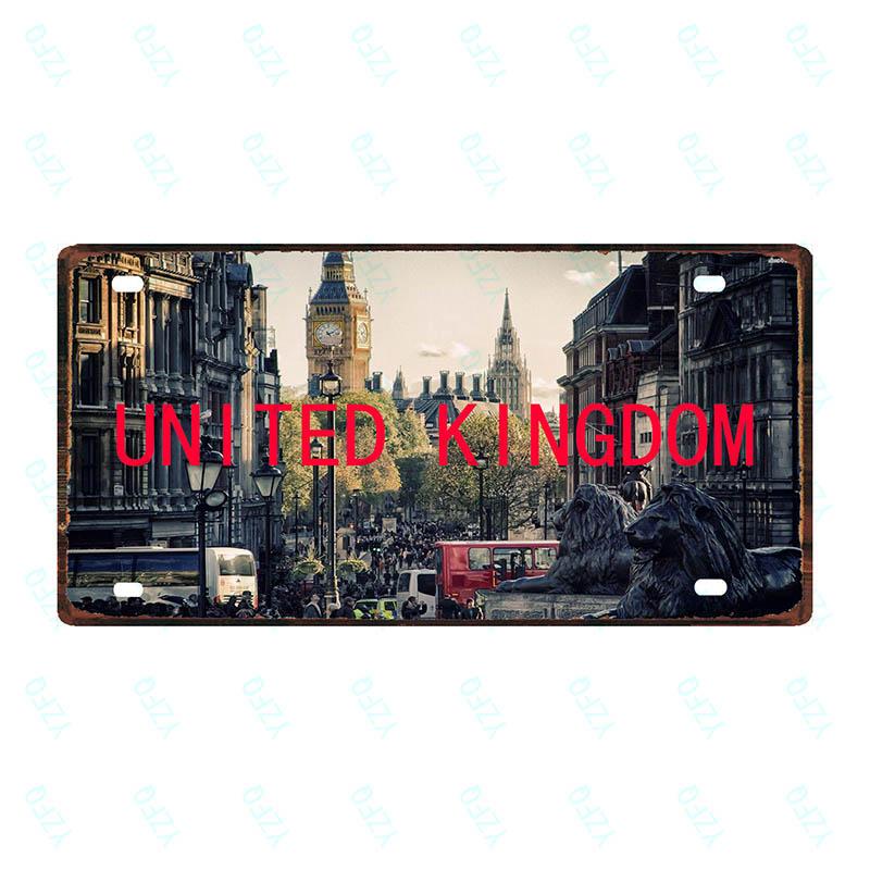 Spain Thailand France Chile City Metal Sign Tin PlateTravel Souvenir Vintage Poster Bar Wall Shop Home Decor 6x12 Inch DC-0109B