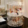 Runde Schmuckschatulle drehbarer Organizer Kunststoff-Schmuckkästchen Aufbewahrung Damen Ring Halskette Armband Ohrringe Transparenter Schmuck-Displayständer Geschenk