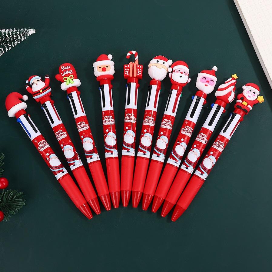 40Pcs 0.7mm Christmas Themed Multicolor Ballpoint Pen Retractable Multicolor Pen 4 Color-in-1 Ballpoint Pen for Noting Drawing