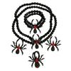 Meier Gothic dark punk statement halloween diamond spider necklace, bracelet, and ring set