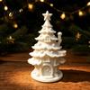 DIY Coloring Christmas Ornaments 3D Printed Tree House Kit, White Primer Miniature Model Window Display for Painting, Holiday Decor Craft Kids, Micro