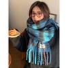 High-end scarf women's winter atmosphere versatile thickened Maillard new Korean version mohair fringed scarf tide
