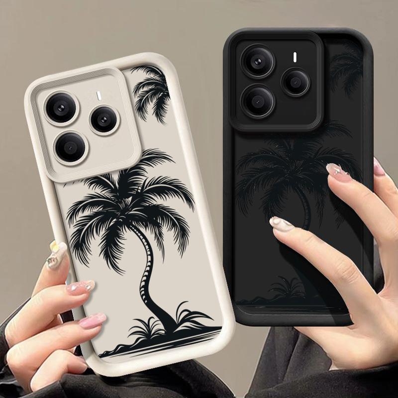 Für Xiaomi 14T Pro 13T Poco X7 F6 Pro X6 Redmi Note 14 15 13 Pro 12 11 Handyhülle Kokospalmen-Druck Anti-Fall Weiches TPU Stoßfest Mattes Stoßstangen-Cover