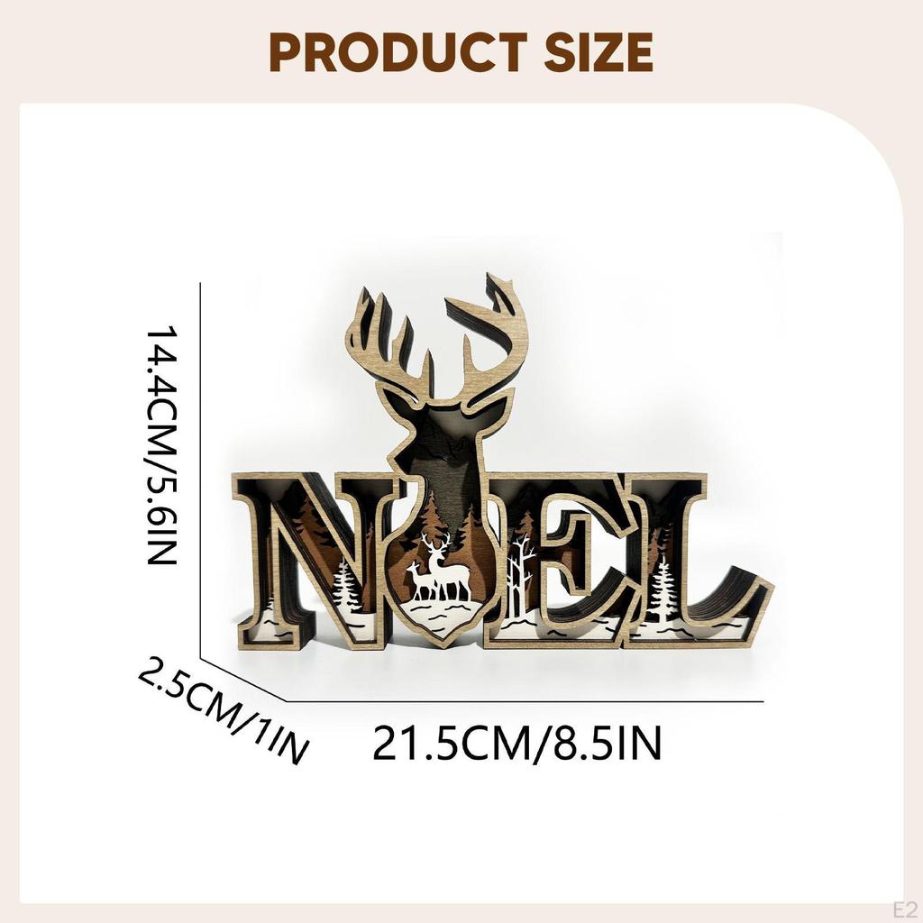 Christmas Wood Noel Sign Table Centerpiece Crafts Decor Tabletop Decoration Letter