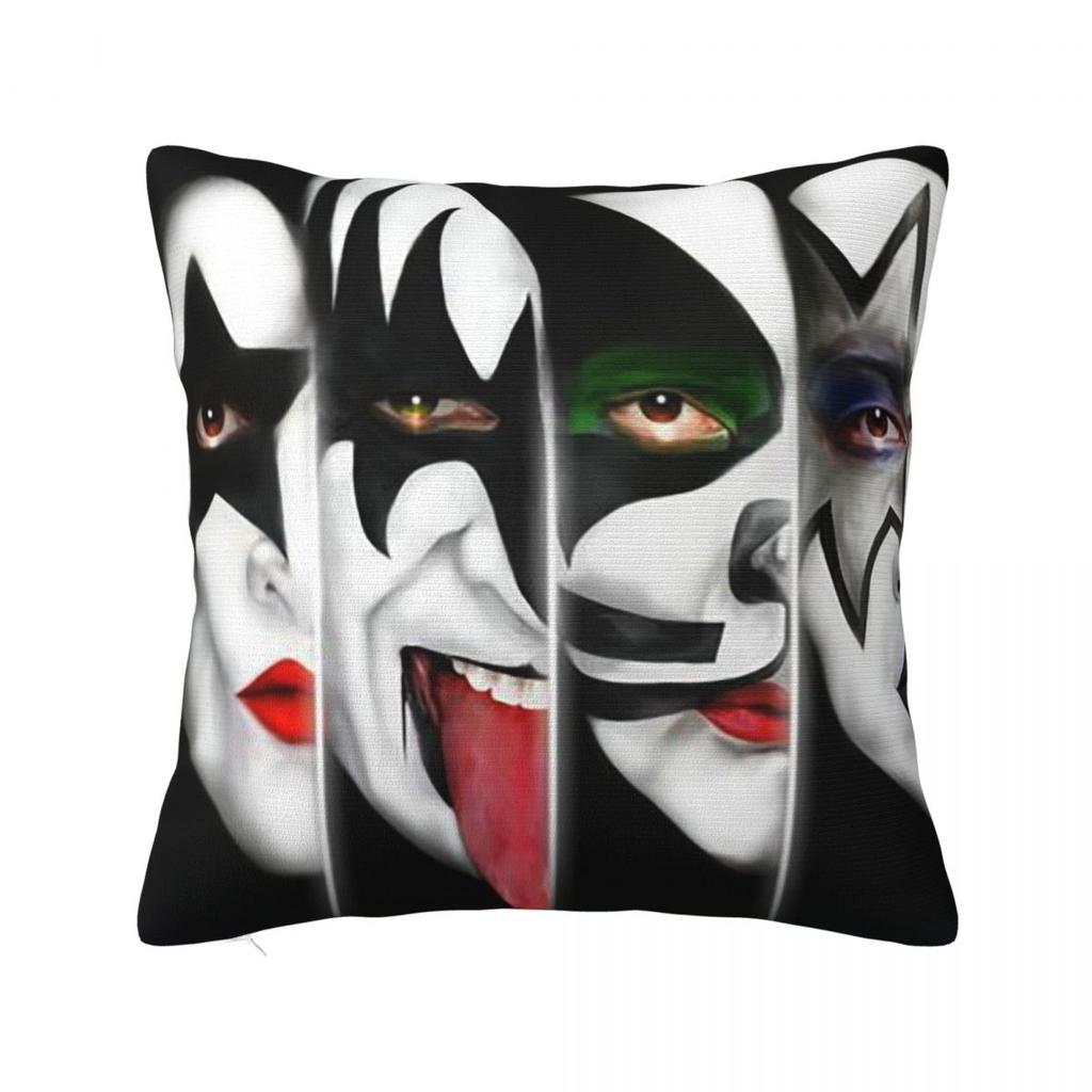 KISS Rock Band Square Pillowcase Cushion Cover Pillow Case Throw Pillow Cover for Home Sofa Living Room