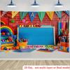 2D Flat Kids Playroom Tapestry Colorful School Supplies Chalkboard Rainbow Toys Learning Education Children Room Decor