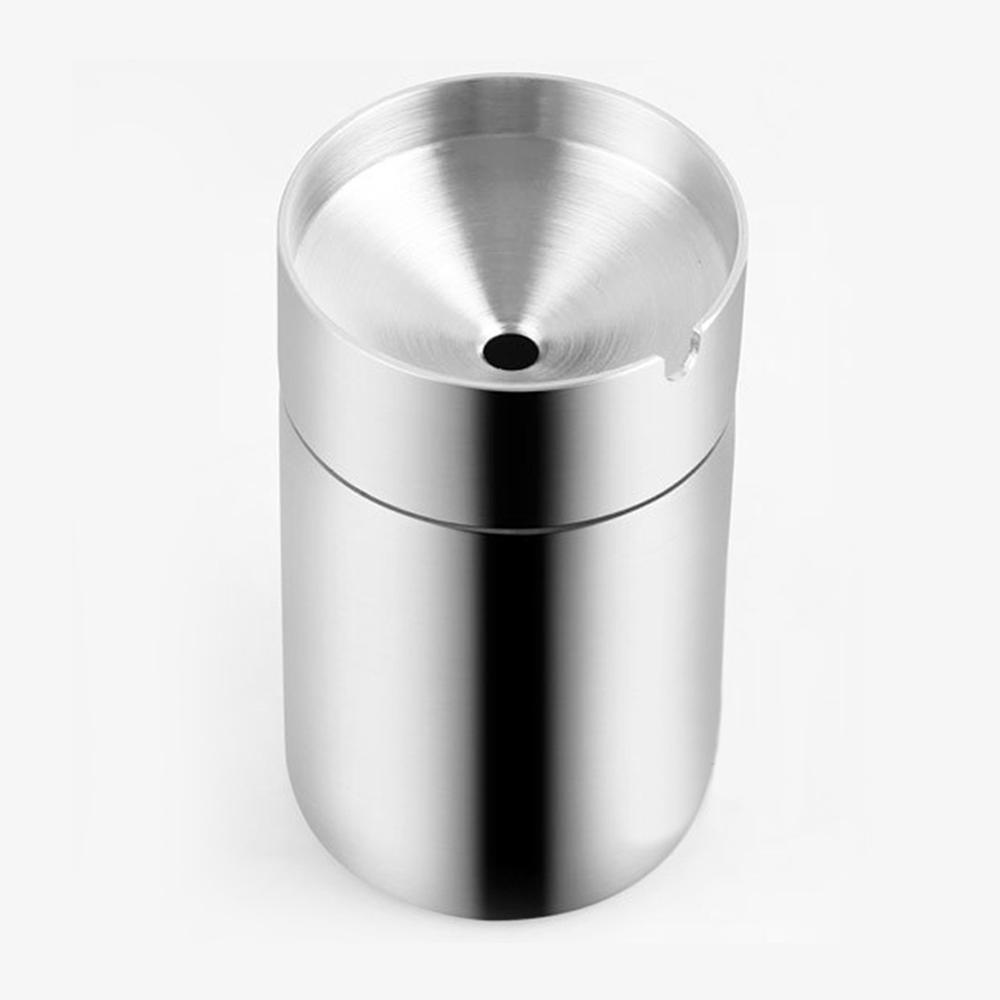 Stainless Steel Car Ashtray Automatically Extinguished Cigarette Smokeles Holder