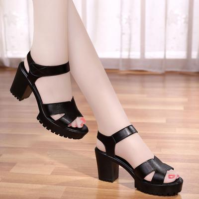 Sandals Women  Summer New High -Heeled Velcro Wild Women 'S Shoes Thick Heel Thick Bottom Waterproof Platform Catwalk Sandals