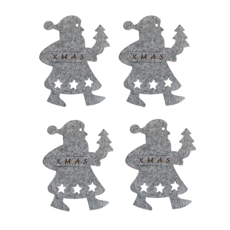 

4PCS Різдвяні прикраси Сумка-тримач посуду Посуд Виделка Ніж Сумка для столових приборів Домашній декор Різдвяна прикраса для кухні світло-сірого кольору