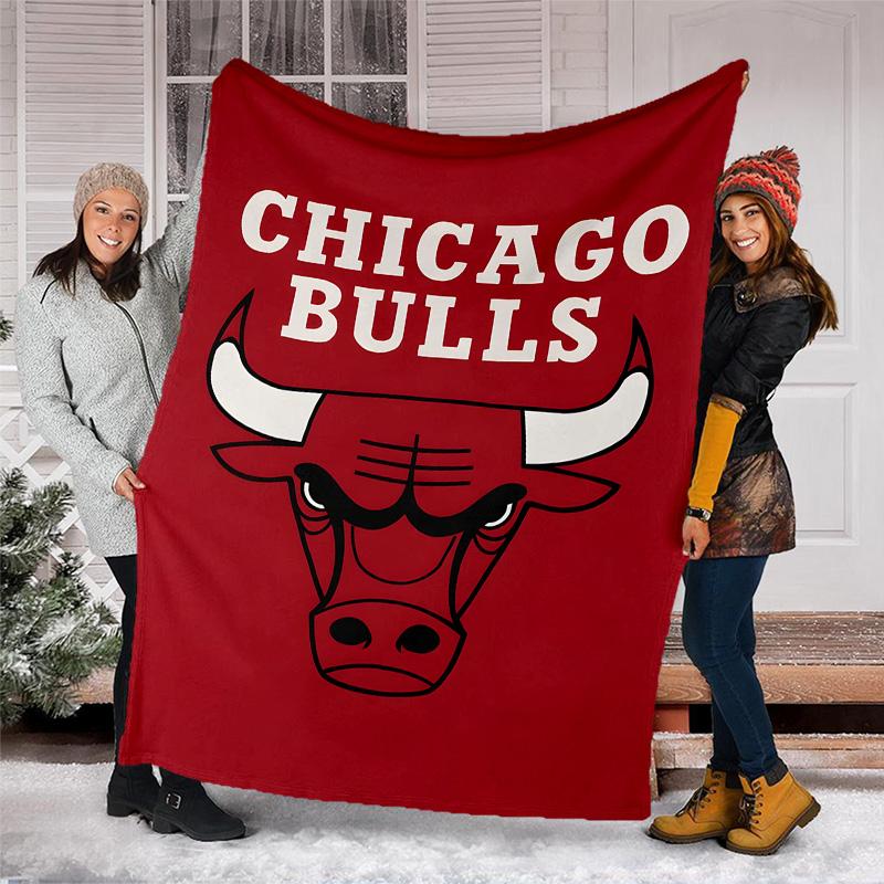 1pc Chicago Bulls Theme Blanket - Digital Print, Polyester, Cozy for All Seasons, Perfect for Outdoor, and Travel