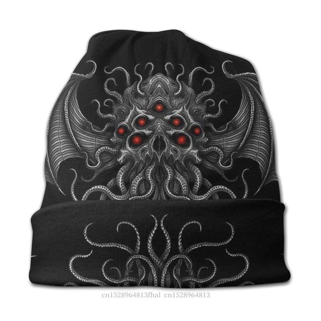 Bommelmützen Cthulhu Mythos Lovecraft Große Alte Unisex Damen Strickmütze Kopf Winter Warme Mütze Straße Skullies Beanies Mützen