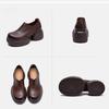 Johnature Retro Solid Color Thick Soled Pumps Genuine Leather Comfortable And Versatile Women's Slip-on Shoes