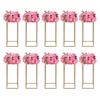 10Pcs Geometric Metal Flower Stands, 80cm Tall Gold Flower Stand Road Lead Metal Floor Vase Column, Centerpiece Rectangular