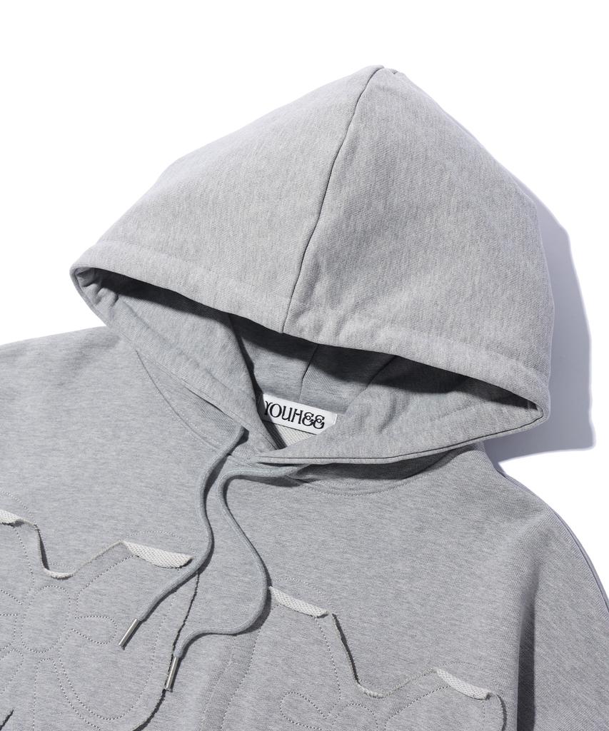 Youhee Ribbon Hoodie Melange Gray