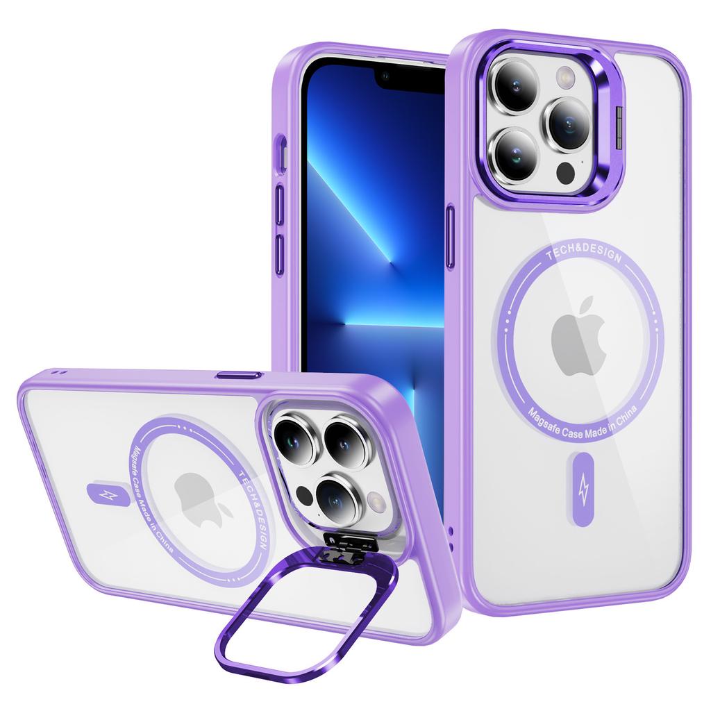 For iPhone 13 Pro 6.1 inch Cell Phone Case Camera Kickstand Anti-scratch Cover Compatible with MagSafe
