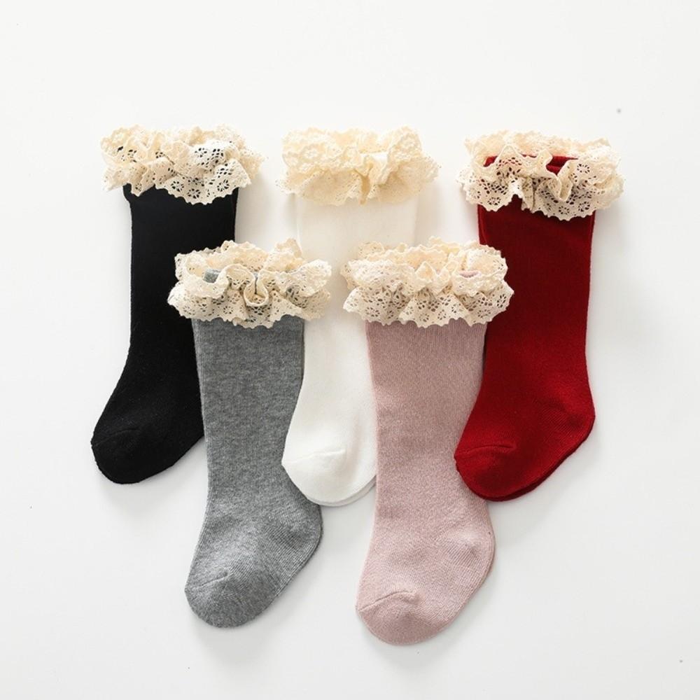 Knee High Length Cotton Socks Hollow Lace Design Princess Socks Knee High Socks  For Infant