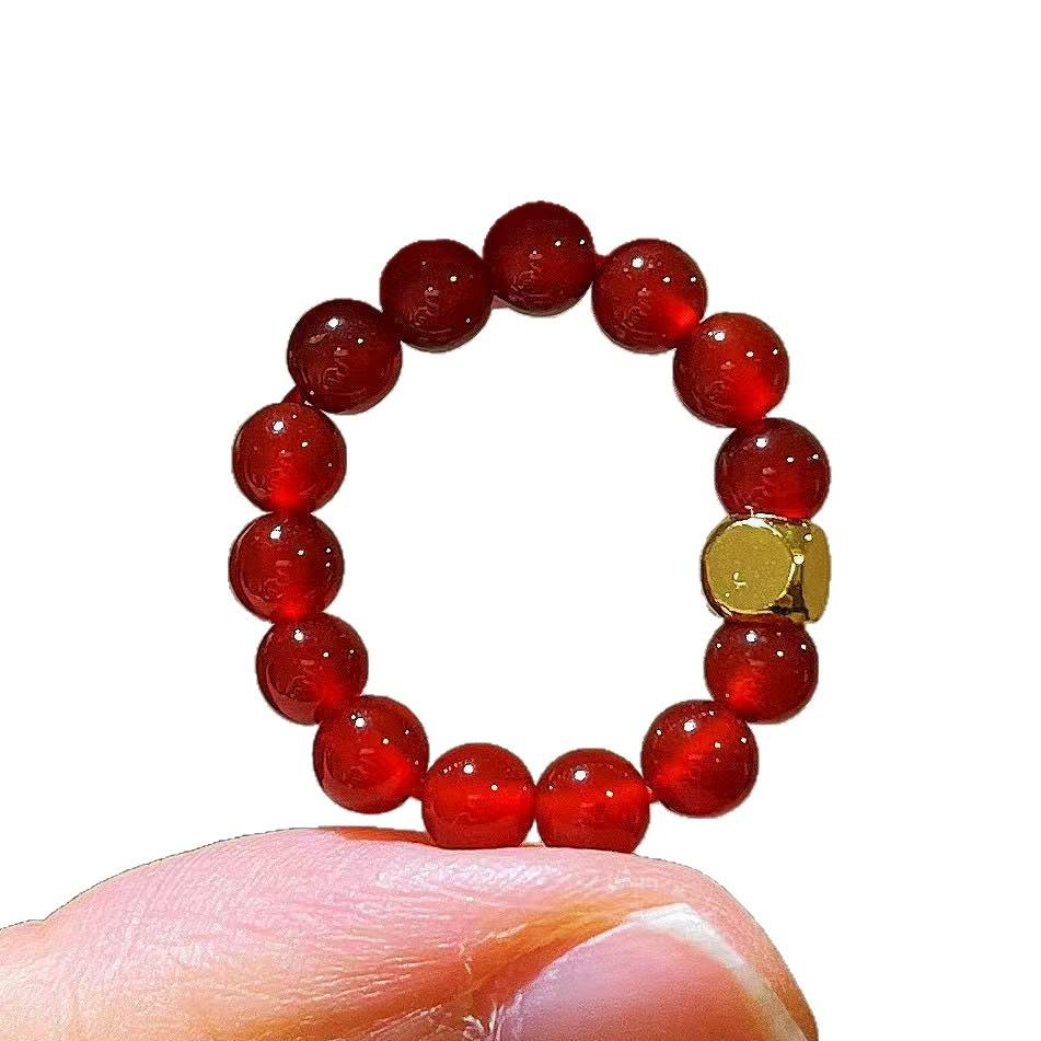Natural Chalcedony Agate Ring Ring бордовый