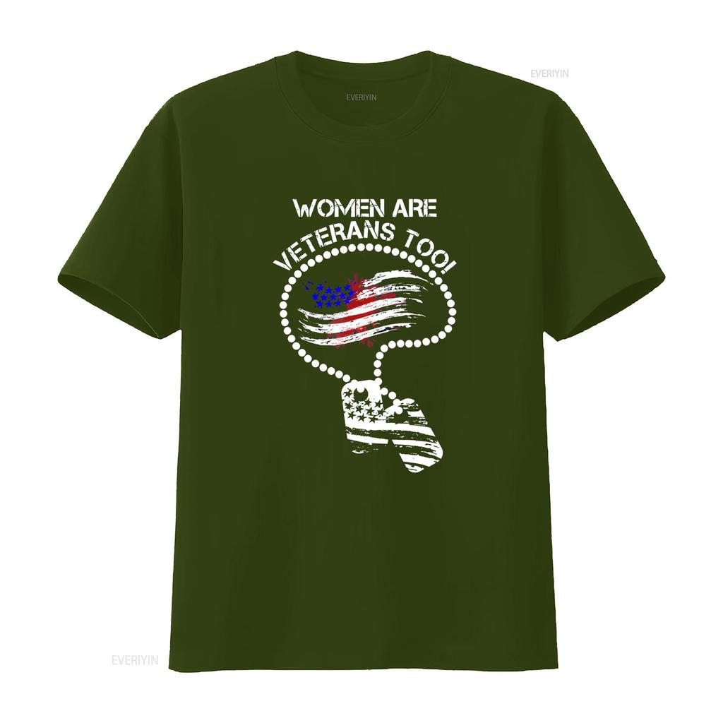 Womens Women Are Veterans Too T Shirt Black Vintage Washed Fashion Slightly Breathable Soft Graphic Unisex Homme