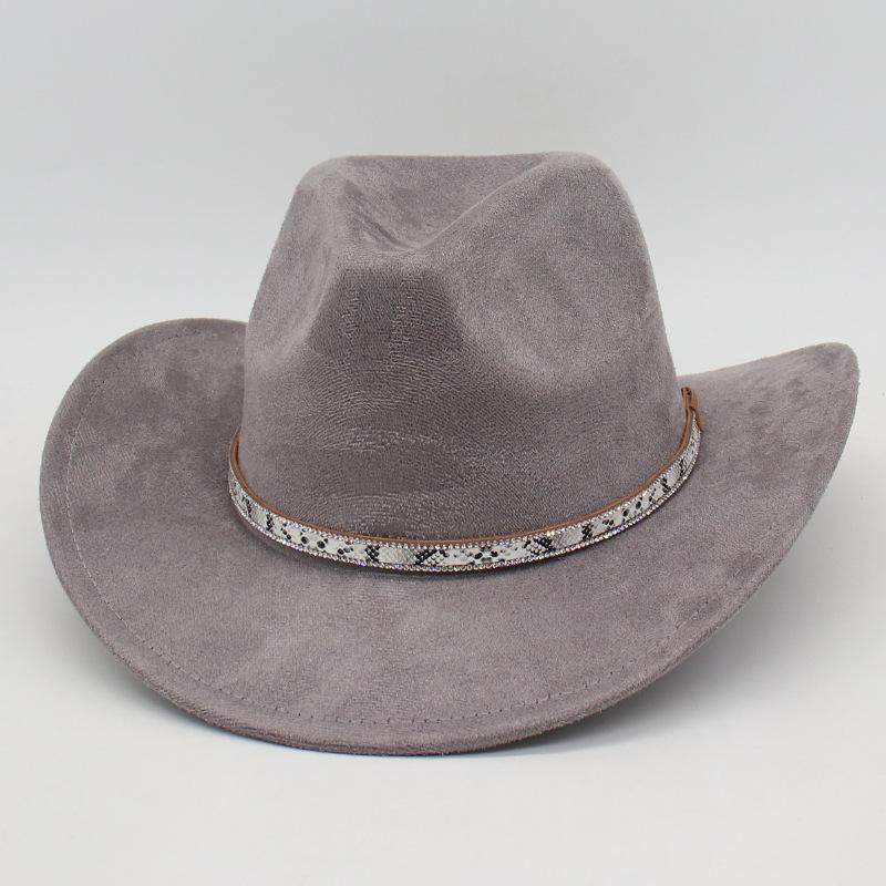 White Leather Textured Tibetan Woolen Hat Men'S And Women'S Wide-Brimmed American Top Hat Western Cowboy Hat Jackson Jazz Hat