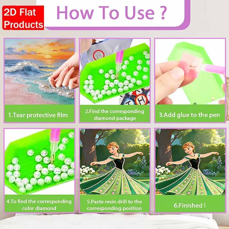 Disney Pearl Art Moana Anna DIY Handmade Pearl Gemstone Painting Kit Special Shapes Home Wall Decor Crafts