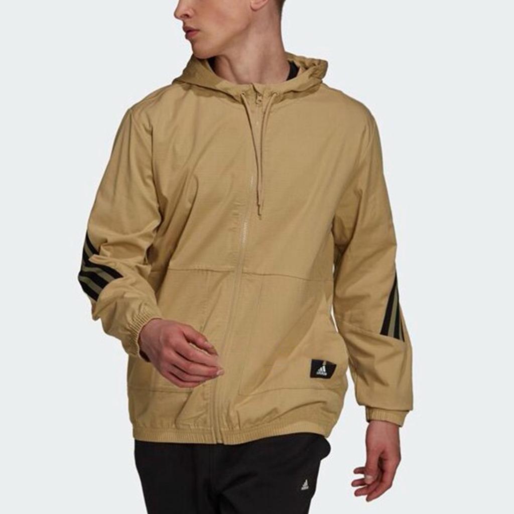 Adidas Hooded Windproof Sports Casual Jacket Men Jackets Khaki H21536