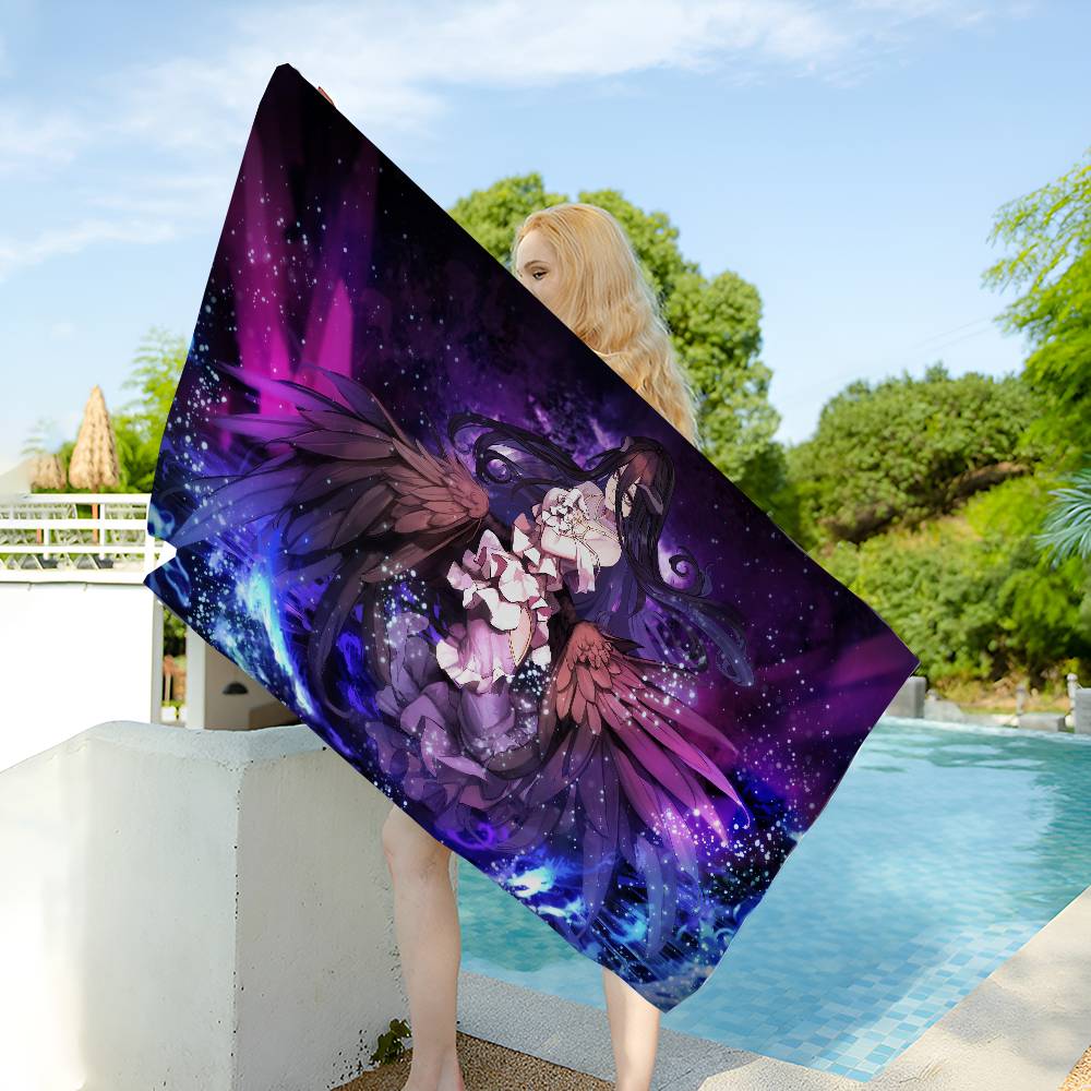 Gamer Albedo Anime Sexy Girls Microfiber Printed Beach Towel Mountain Climbing Yoga Beach Swimming Running Absorbent Soft Towel