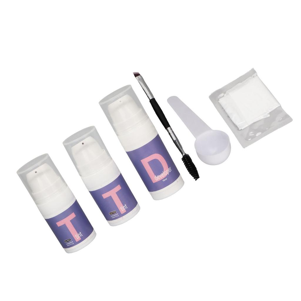 Eyebrow Tint Kit Semi Permanent High Pigment Instant Result Long Lasting Quick Dry Waterproof Brow Dye Set 10ml Black