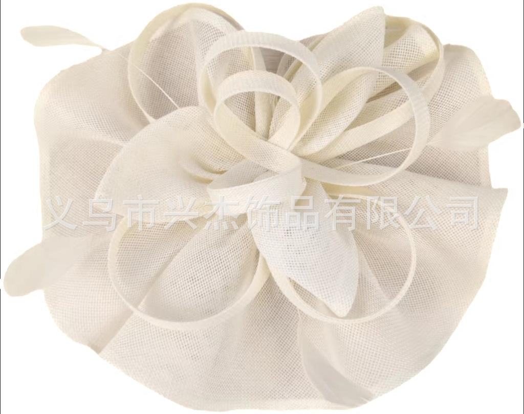 Actuación artística Tocado de malla nupcial Flor de plumas para el pelo Accesorio para el cabello Sombrero de copa de hilo Eugen Diadema Pasador modelado