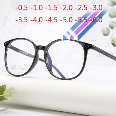 -1 -1.5 -2 -2.5 -3 -3.5 -4 -4.5 -5.0 -5.5 -6.0 Rivets Classiques Grandes Rondes Myopie Lunettes Avec Degré Femmes Hommes Monture de Lunettes Noire