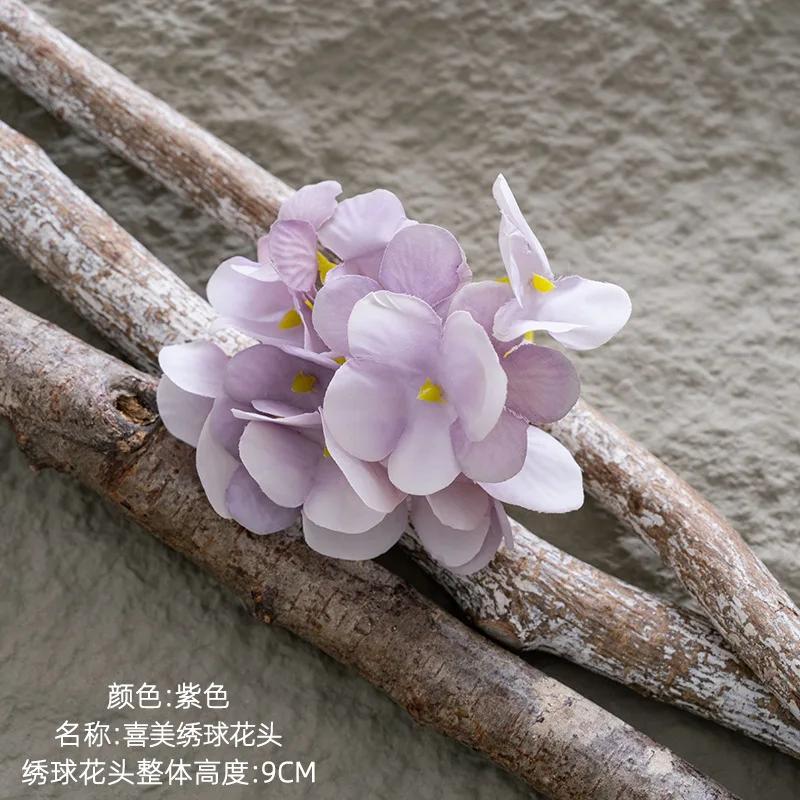 10PCS Hydrangea Head INS Style Artificial Flowers and Green Plants Wholesale Wedding Fake Flower Decoration Decoración Hogar