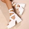 Womens Platform Sandals Summer New Open Toed Cool Boots Fashion Thick Heel High-heeled Sandal Luxury Leather High Heeled Sandals