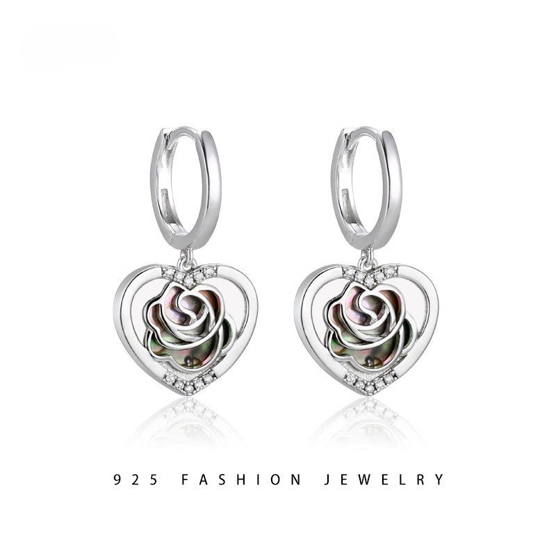 New Chinese sterling silver rose silver love ear + French premium earrings