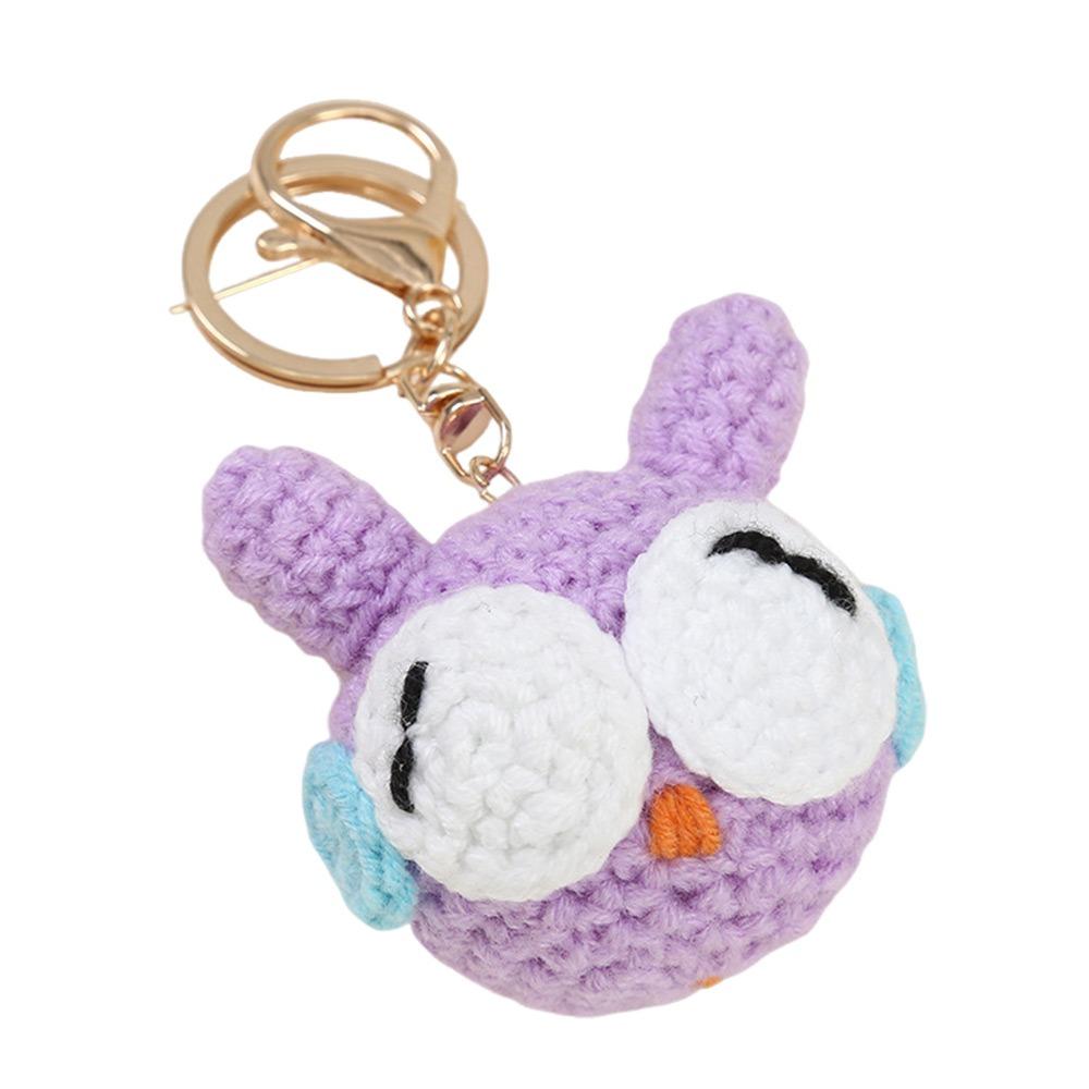 Cartoon Design Crochet Keychain Three-Dimensional Wool Crocheted Handmade Keychain Hand Woven Diy Animal Keychain Women Girls