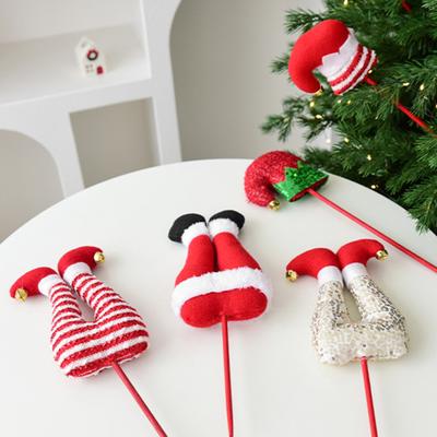 Pics d'Arbre de Noël Jambe d'Elfe Tiges Décoratives 3D à Rayures Colorées Insertion Facile Décoration Jambe d'Elfe pour Arbre de Noël Guirlande & Décoration de Fête