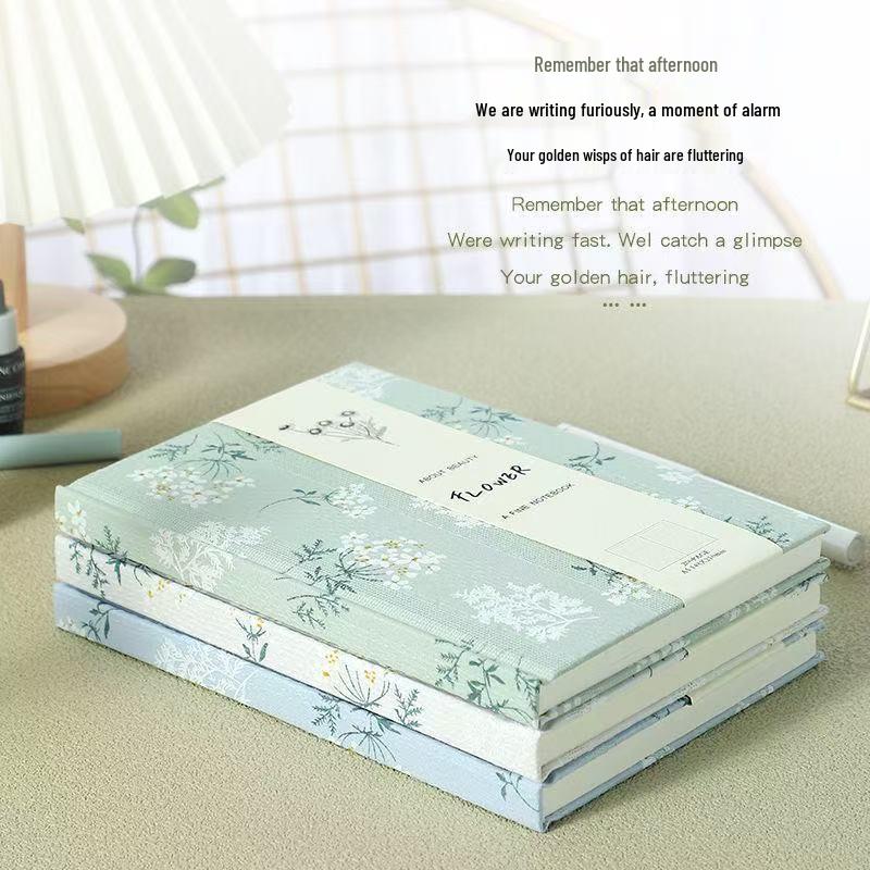A5 Cloth-Textured Hardcover Notebook with Custom Embroidered Logo and Fresh Style Pattern