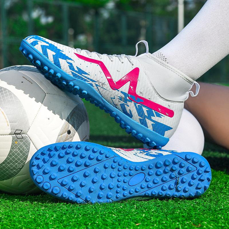 35-46 Kids Football Boots Rubber Soft Sole Short Nails Artificial Turf Leather Youth Kids Football Shoes Men's Sports Large Size Football Shoes
