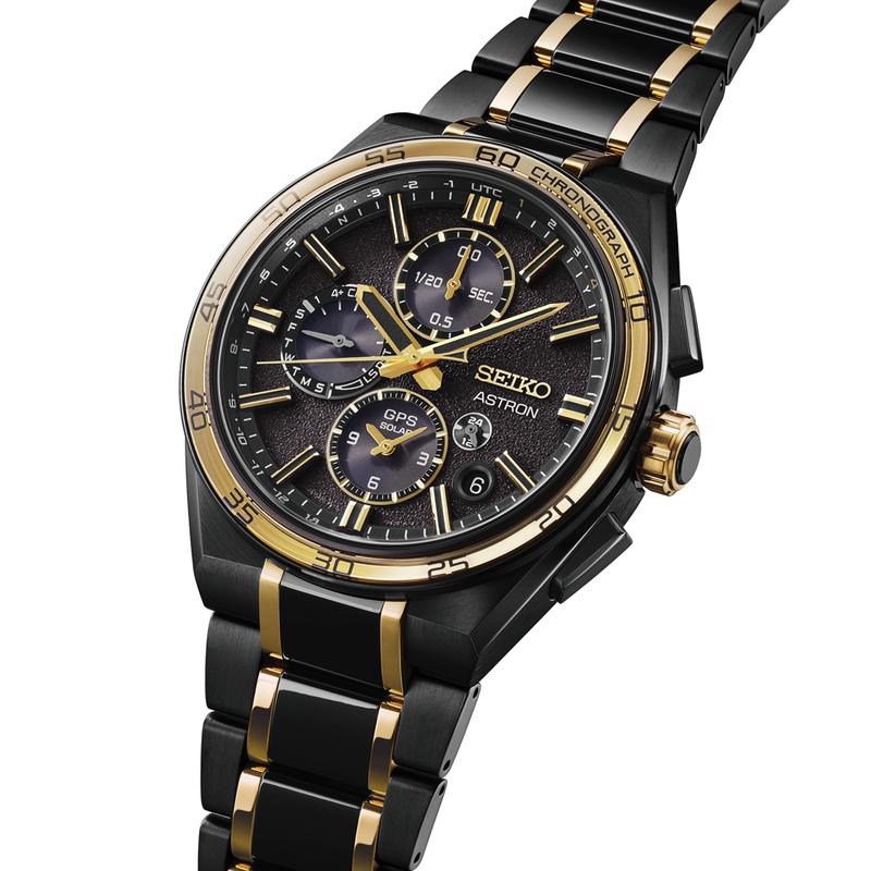 SEIKO Astron series 100 meters waterproof chronograph perpetual calendar dual time zone solar Quartz titanium strap 44.1mm men's watch black di SSH186