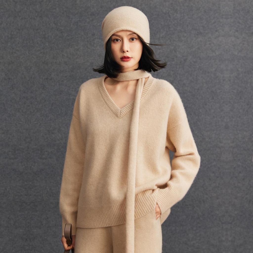 Women's Cashmere Knitwear: Solid Color Loose Fit for Autumn/Winter