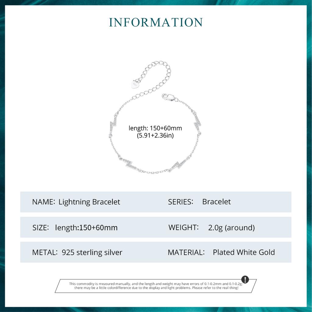 WOSTU Blitzarmband aus 925er Sterlingsilber mit Zirkonia, perfektes Geschenk für Frauen und kleine Mädchen, edler Schmuck, modisches Accessoire