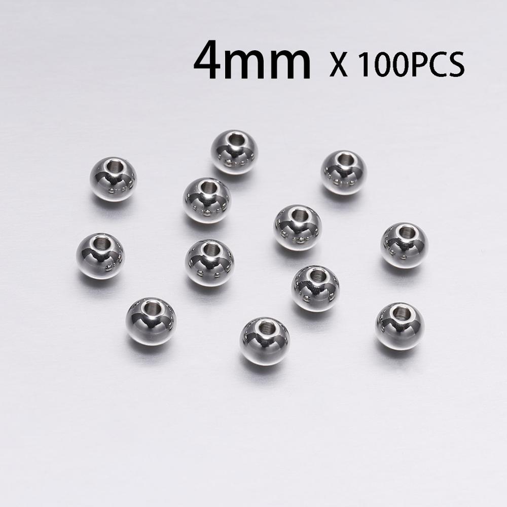 3/4/5/6/7/8MM Distanční korálek z nerezové oceli Kovové kulaté volné vymezovací korálky Pro výrobu šperků Náramek Nálezy pro kutily