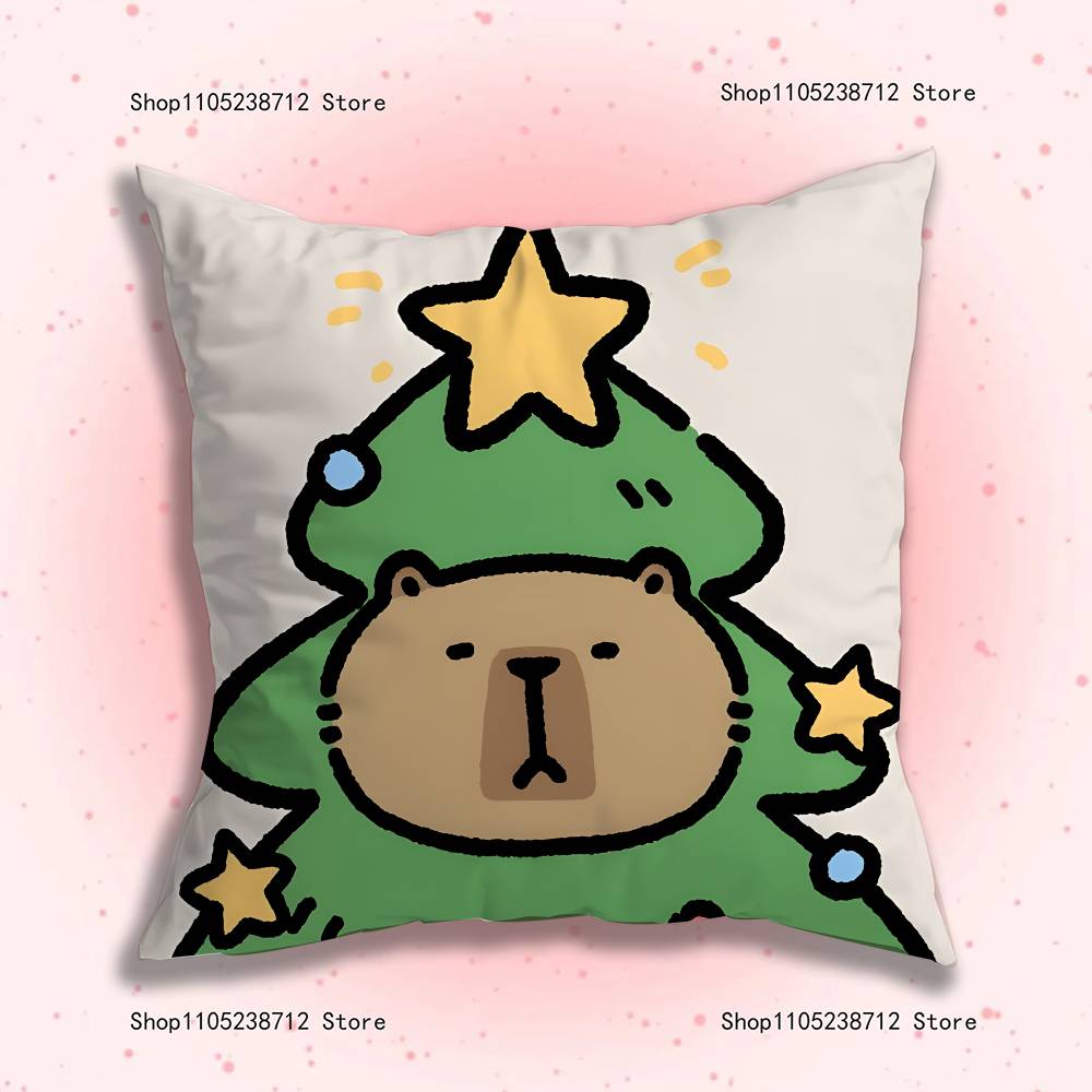 Cute Cartoon C-Capybara Pillow Covers Cartoon Sofa Decorative Home Double-sided Printing Short Plush Cute Cushion Cover